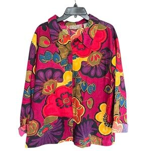 Art Blazer Jacket Size 3X Colorful Cotton Floral Boho/The Marvelous